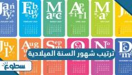 ترتيب شهور السنة الميلادية