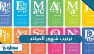 ترتيب شهور الميلاد