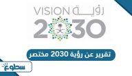 تقرير عن رؤية 2030 مختصر