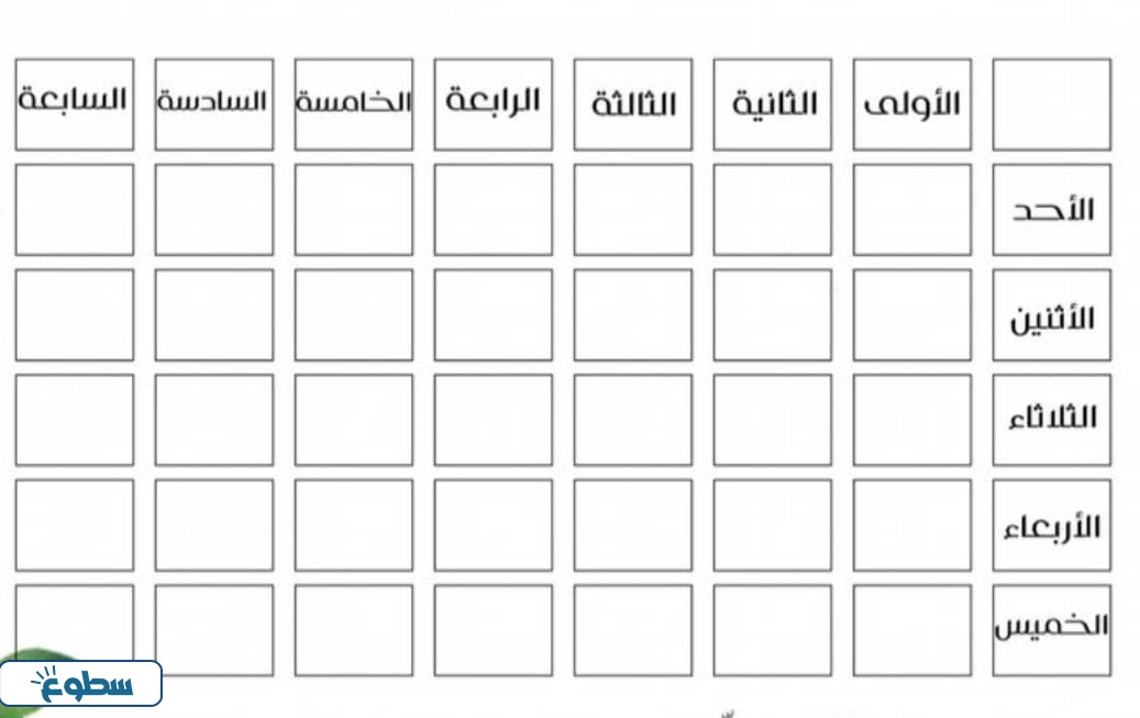 جدول الحصص الاسبوعي للمعلمين