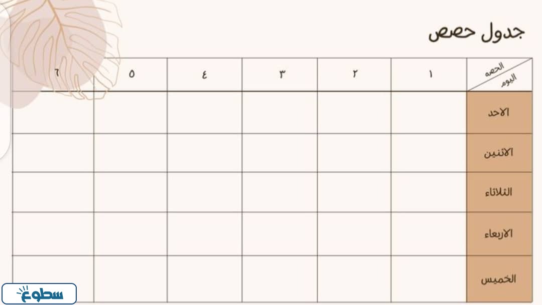 جدول الحصص الاسبوعي للمعلمين