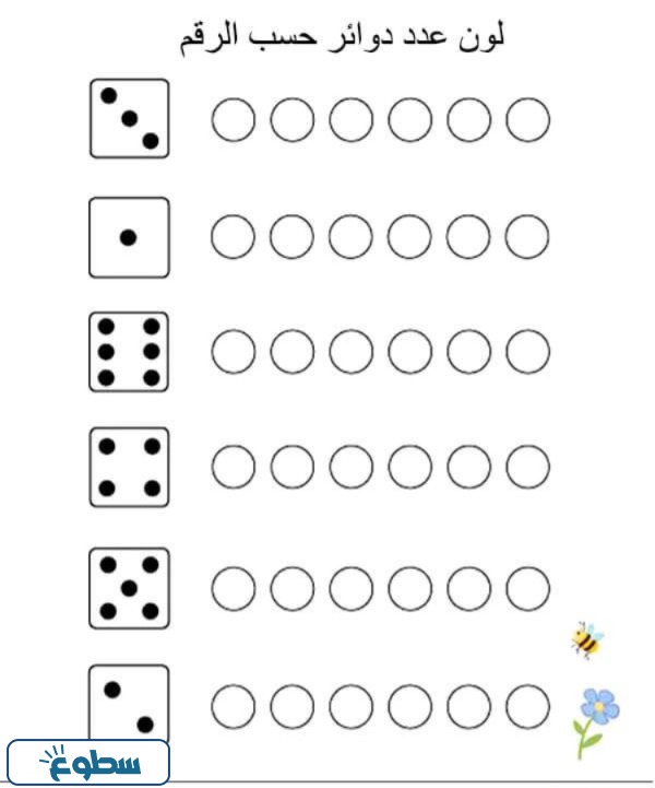 ورقة عمل الأرقام من 1 الى 10 بالعربي