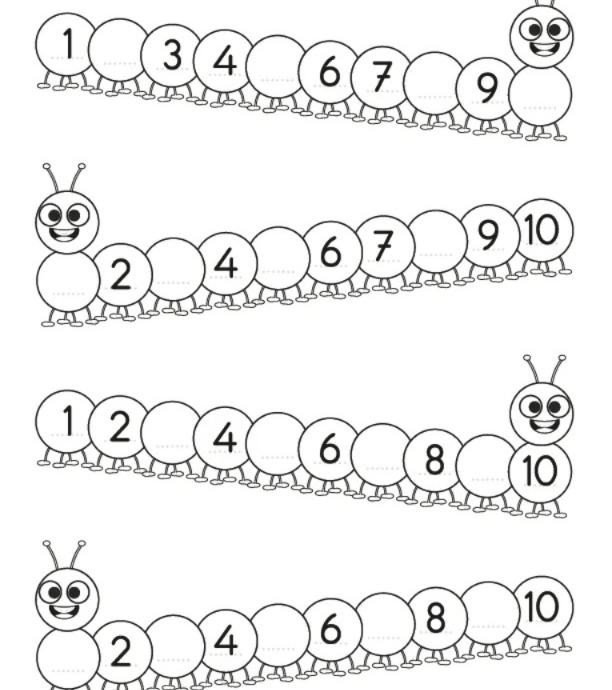 ورقة عمل الأرقام من 1 الى 10 بالعربي